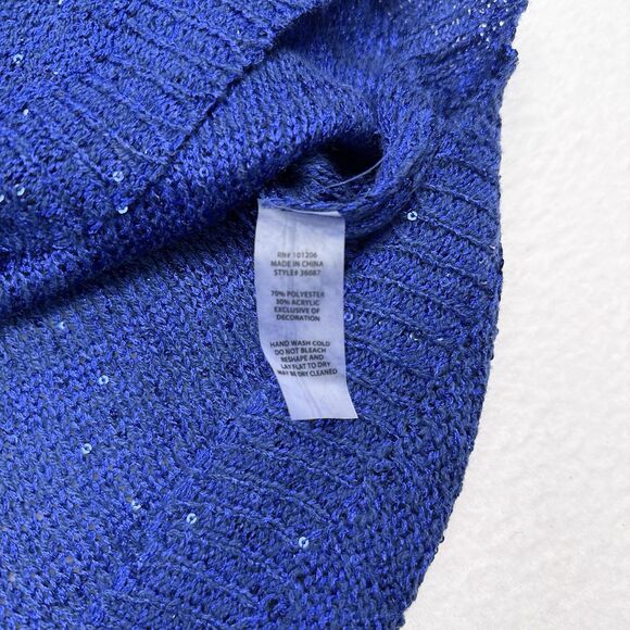 Soft‎ Surroundings Sweater Size XL Petite Blue V Neck Pullover Sequin Casual - Picture 6 of 9